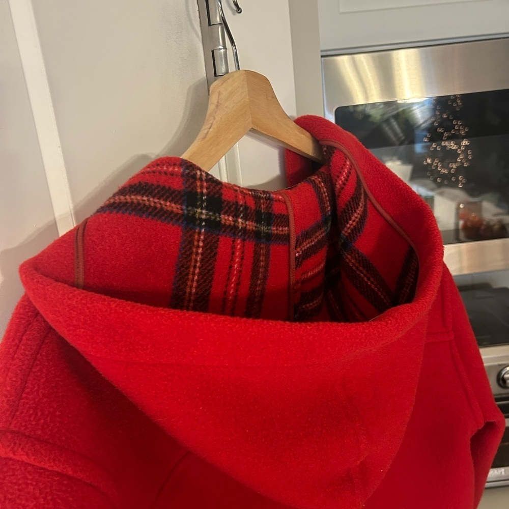 Burberry blue label vintage Red Hooded duffle coat- wool - Picture 11 of 13